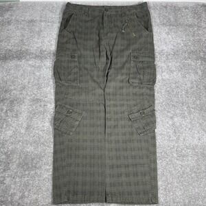 Must Way Pants Men's 40x31 Green Plaid Cargo Straight Leg Paratrooper Military‎